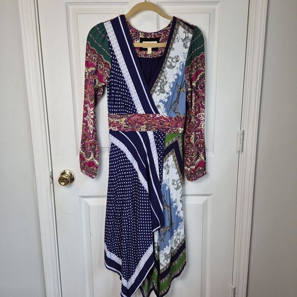 Anthropologie Moulinette Soeurs Size 8 Istanbul Wrap Dress Hankerchief Hem - Picture 1 of 10